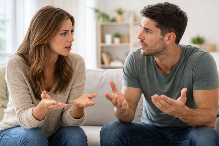 Manipulación emocional en la pareja: 9 señales invisibles que confundes con amor Pareja en conversacion tensa. Dinamica emocional